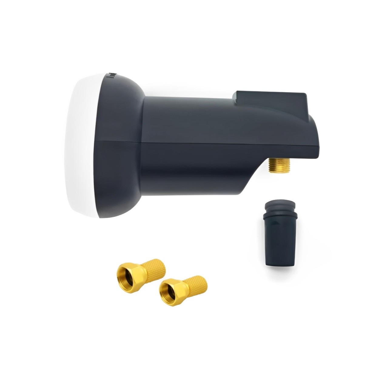 ARLI Single LNB 0.1dB + 2x F-Stecker Single lnb Twin Quad Quattro lmb digitaler kopf für satellitenschüssel receiver diseqc satellitenschüssel sat antenne gold Feed Feedhalter KU-Band ku Band Astra Hotbird Türksat Camping Anschluss Kabel 135dB Sat-Antenne