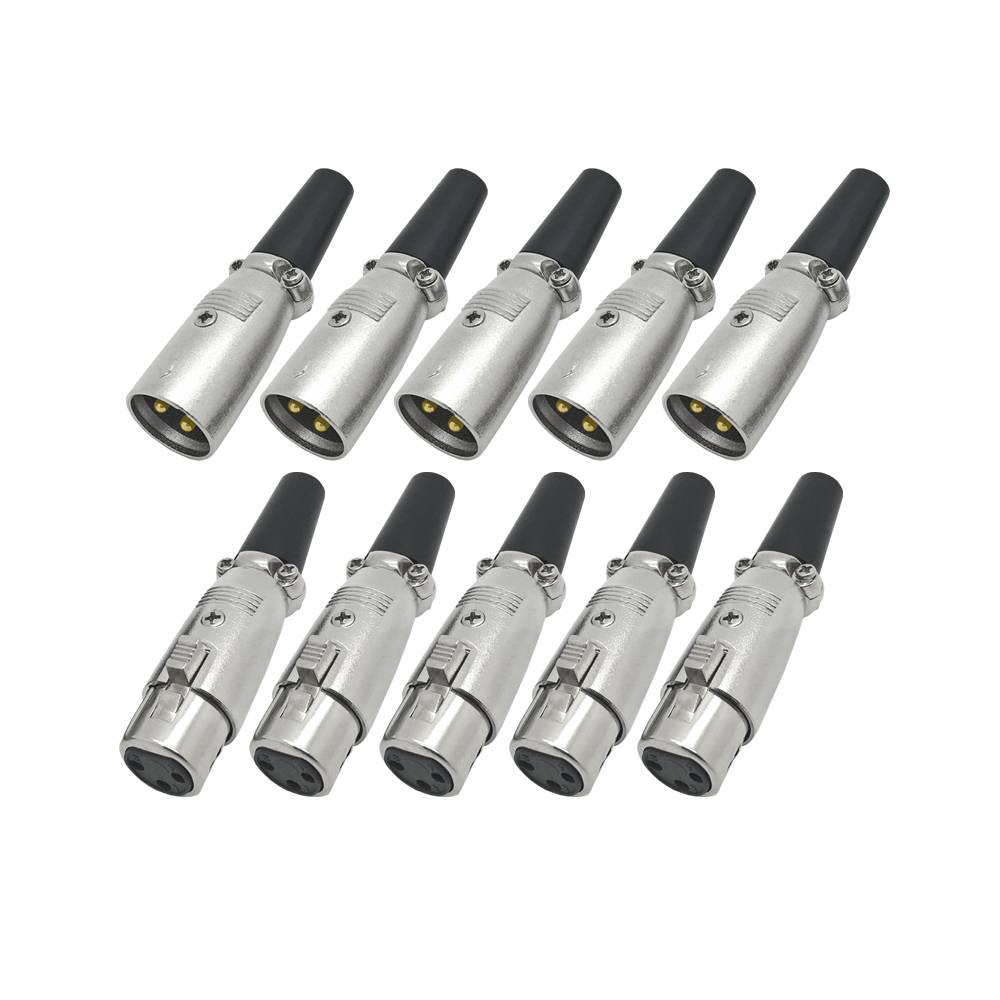 XLR-Stecker-Buchse-10 arli xlr kabel stecker buchse kupplung 10x vergoldet mikrofon dmx klinke mikrofon adapter chinch audio mischpult steckerset set female male 3 polig 3pol pol pin löten lötbar zugentlastung 3-polig mikrofonstecker mikrofonbuchse