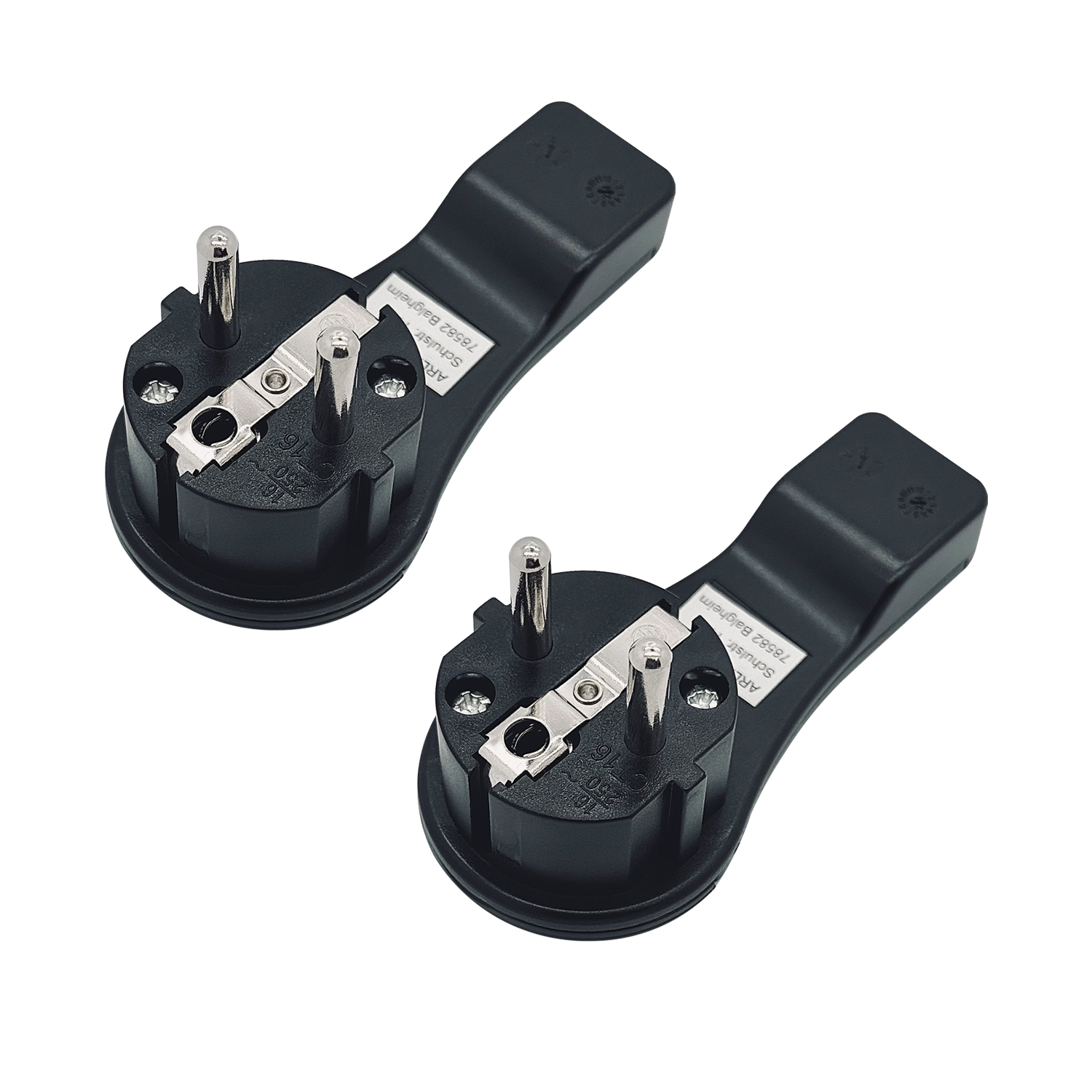 arli steckdosenadapter stecker aufputzsteckdose 2 x 2x schuko stecker flach flachstecker eurostecker netzstecker stromstecker strom gewinkelt winkel 3 x 1,5 mm kabel stromkabel 16a 250v schraubbar klapp grif extraflach schutzkontakt