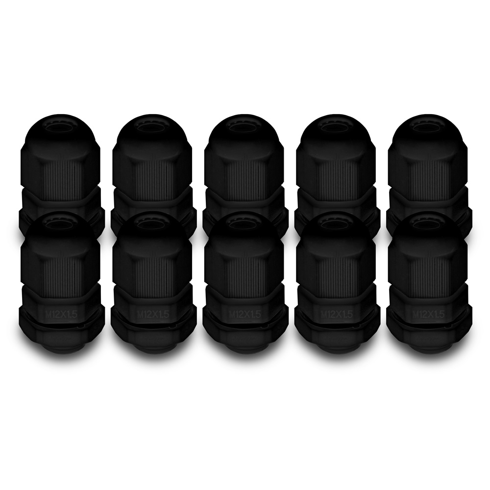 10er-M12-schwarz arli m12 x 1,5 mm kabelverschraubung kabel verschraubung abzweigdose gehäuse kunststoffkasten wasserdicht industrie installationschrank verteilerschrank kunststoff hauptschalter schalter cable gland metrisch ip67 dicht leergehäuse
