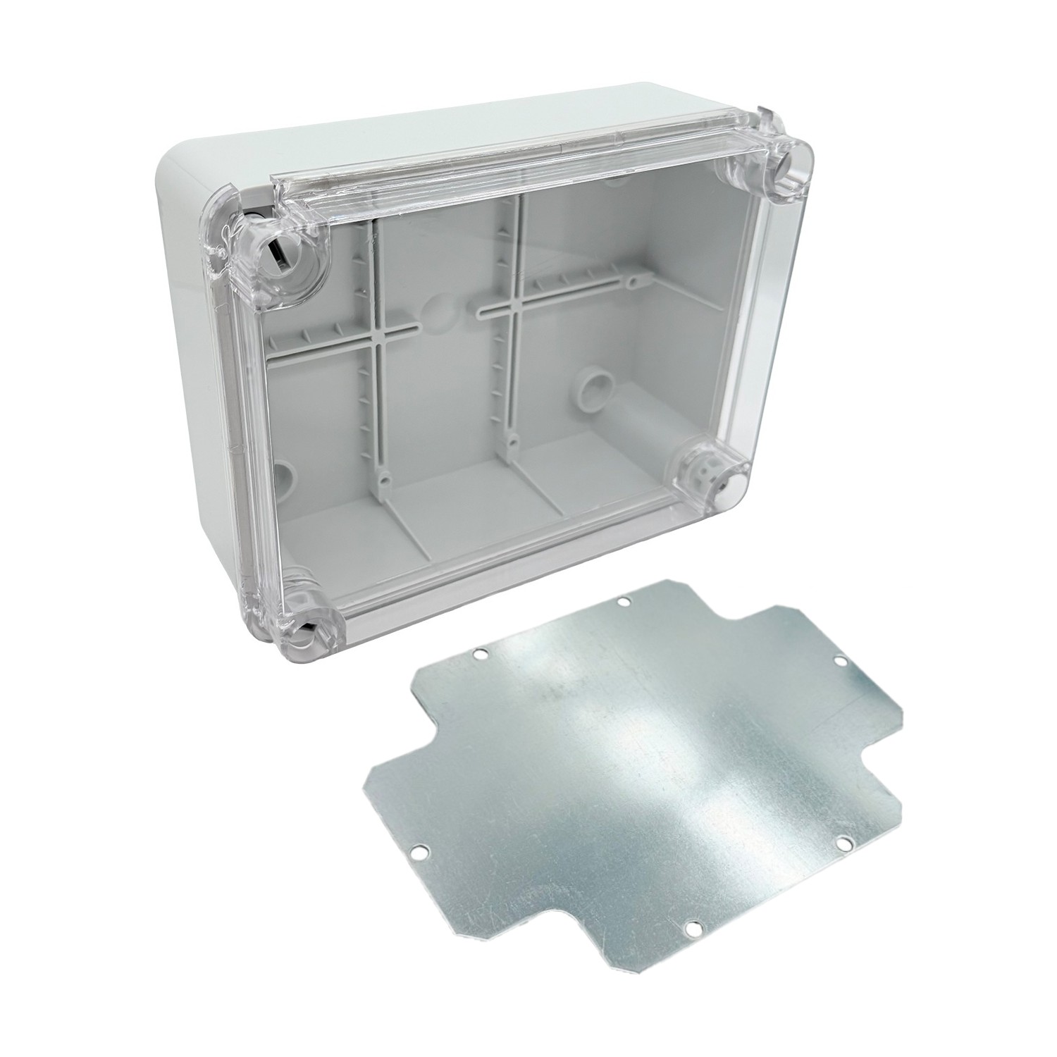ARLI Abzweigdose IP67 Sichttür Aufputz Feuchtraumdose transparent Deckel inkl. Montageplatte