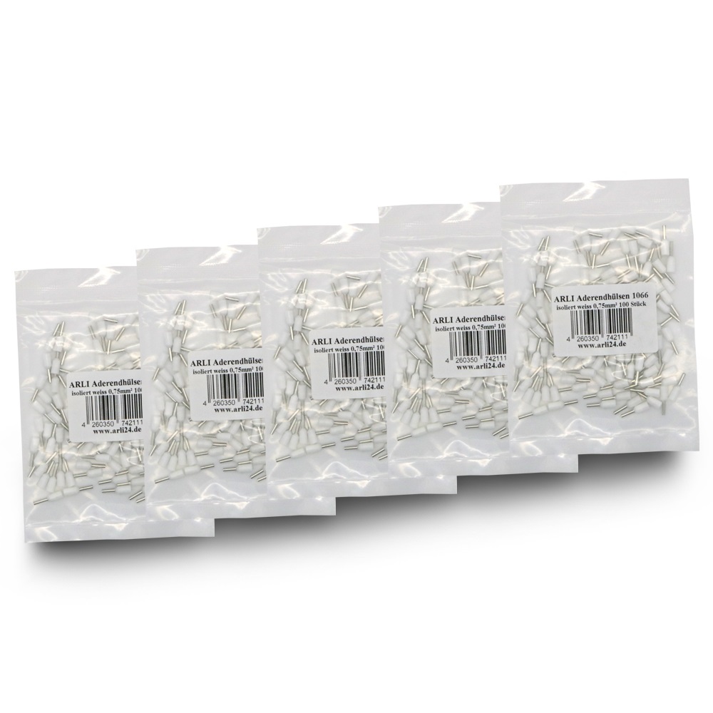 arli 500x aderenhülsen isoliert aderendhülse set weiss 0,75 mm crimpzange handcrimpzange  kabelschuhe abisolierzange crimp zange klemmen quetverbinder quetschverbinder schaltschrank werkzeug presszange sortiment