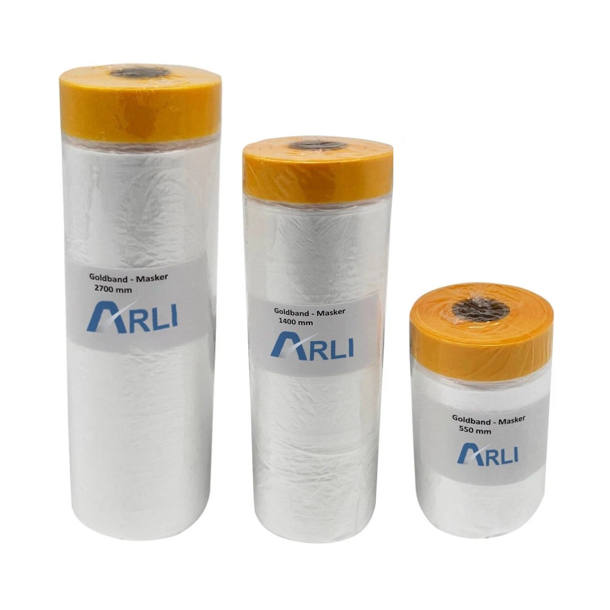 Goldband Masker 3er Set 550 mm 1400 mm 2700 mm Abdeckfolie Malerfolie Baufolie Tape