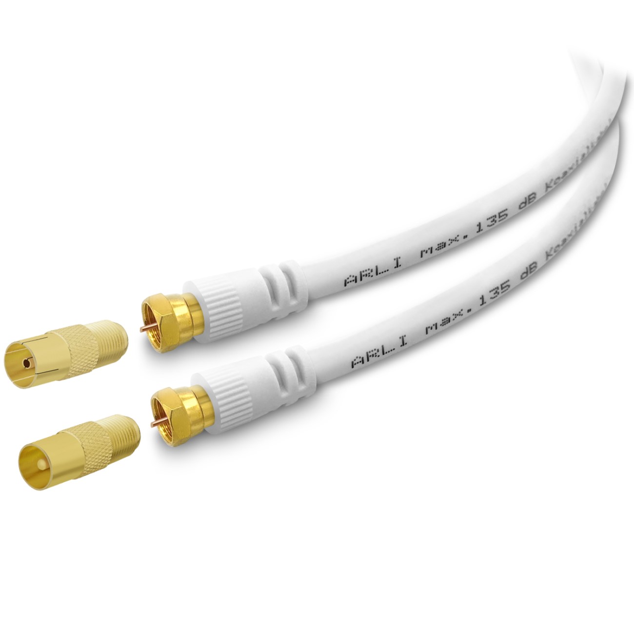 ARLI TV Antennenkabel weiss vergoldet max. 135 dB