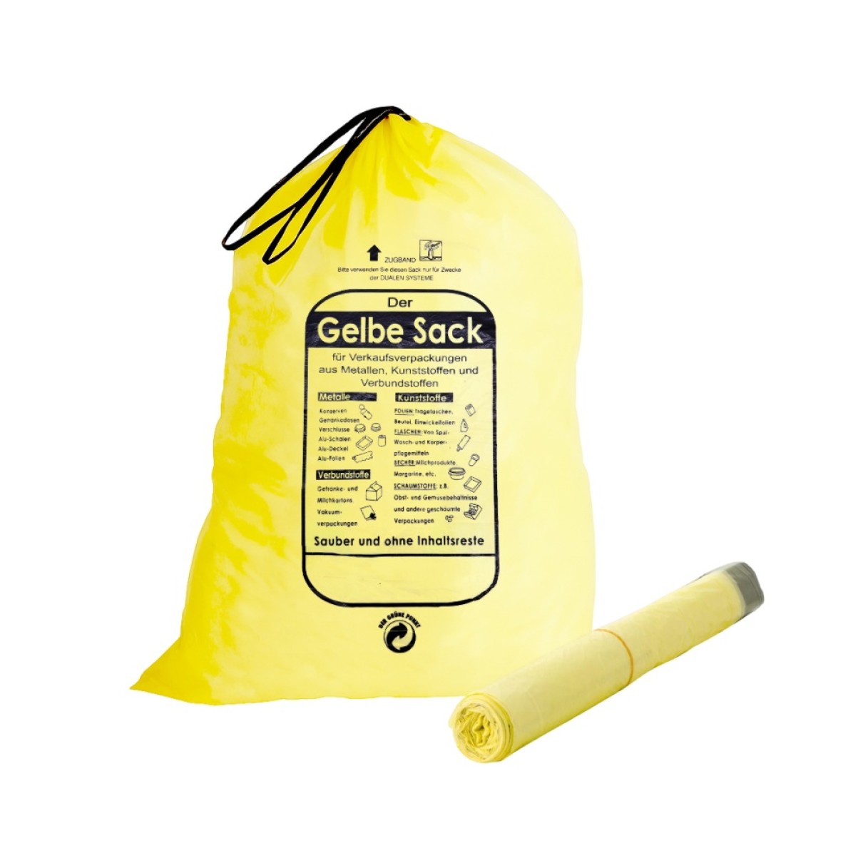 Der Gelbe Sack 90L mit Zugband HDPE Müllbeutel gelbe Müllsäcke 