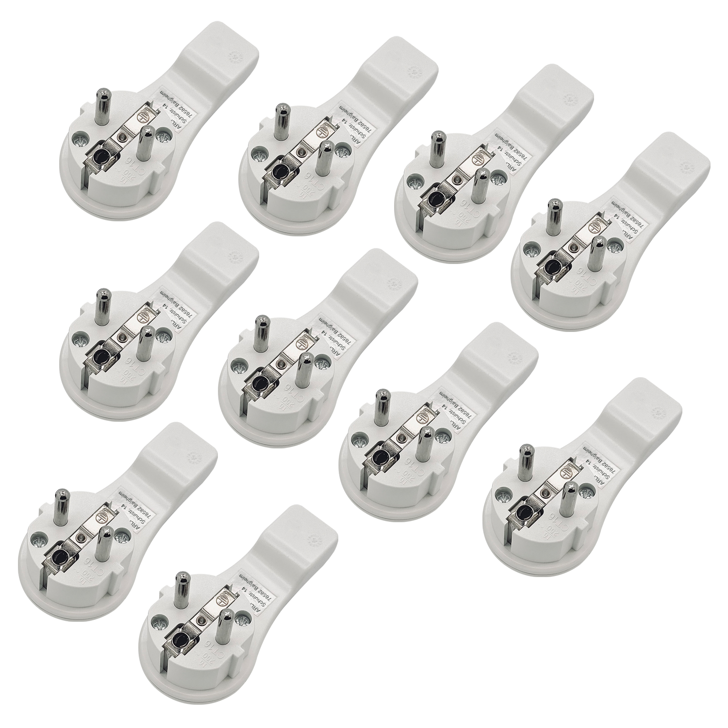 10x ARLI Schutzkontakt Winkelstecker weiß – extra flach mit Bügel