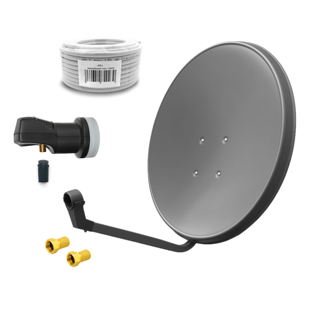 Satspiegel-grau-single-Kabel SAT Anlage Digital 80cm 60cm Single Twin Quad Octo LNB Teilnehmer komplettanlage komplett Schüssel Antenne Spiegel Kabel F Stecker Camping Koaxialkabel Set Wandalter 4K grau weiss Full HD Satfinder vergoldet russisch türkisch astra hotbird türksat