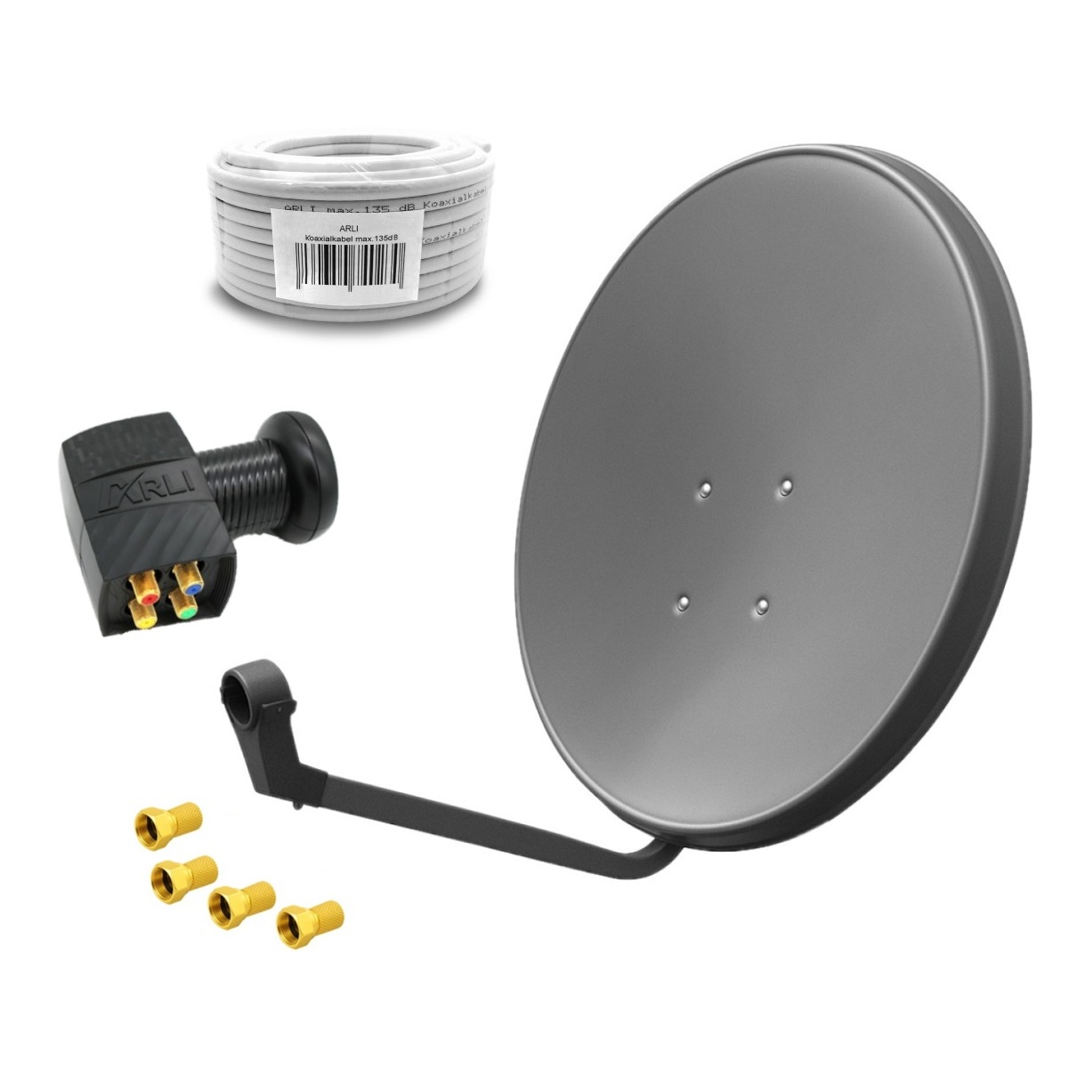 Satspiegel-grau-quad-Kabel SAT Anlage Digital 80cm 60cm Single Twin Quad Octo LNB Teilnehmer komplettanlage komplett Schüssel Antenne Spiegel Kabel F Stecker Camping Koaxialkabel Set Wandalter 4K grau weiss Full HD Satfinder vergoldet russisch türkisch astra hotbird türksat
