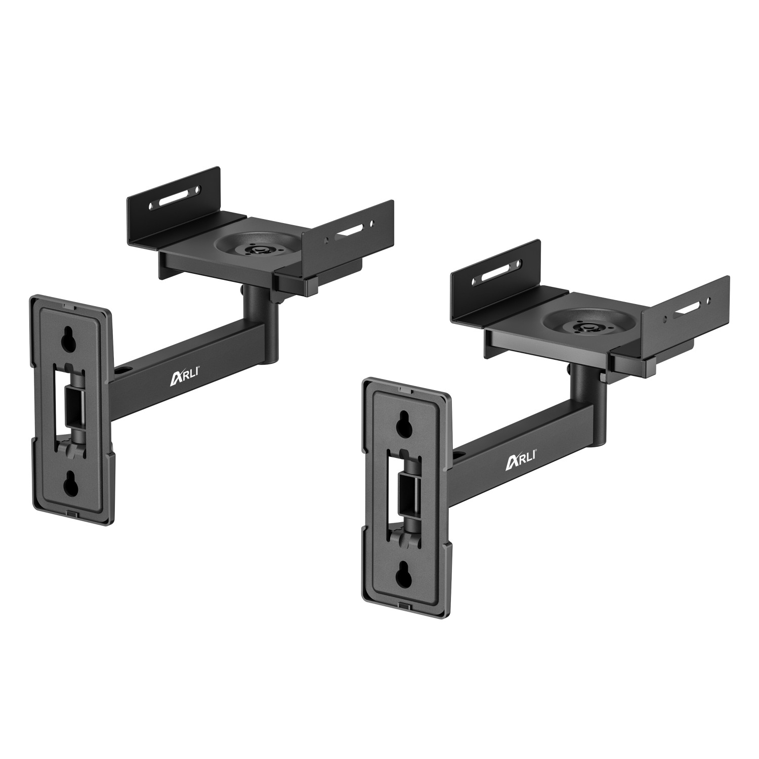 Lautsprecherhalter-HB5-03 arli mywall lautsprcher wandhalterung boxenhalterung lautsprecherhalter boxen box wand halter halterung 2 x set pack universal Träger neigbar schwenkbar drehbar speaker einstellbar ohne werkzeug wandhalter schwarz wandmontage