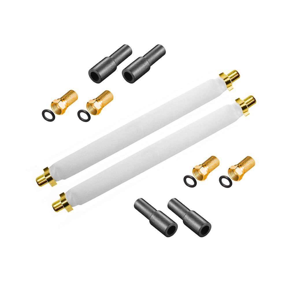 2x Fensterdurchführung 20 cm vergoldet + 4x F Stecker 4x Gummitülle Fensterduchführung Flachkabel Flach Kabel Slim 20cm 26cm 30cm flexibel 2-fach Splitter Verteiler 2fach ohne Bohrung gute Schirmung Satellitenreceiver Schalter Verstärkung verstärker 3D Mu