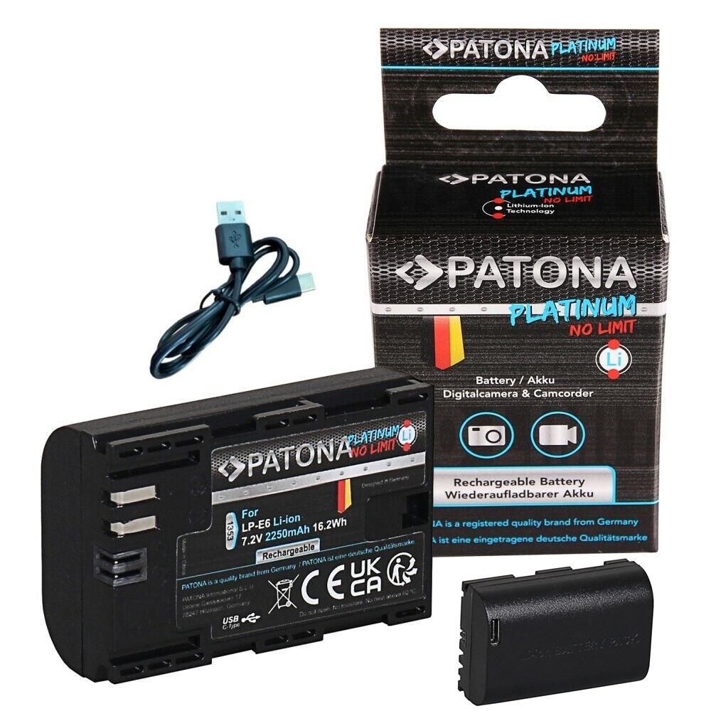 Platinum Akku mit USB-C Eingang für Canon LP-E6 LPE6 EOS 60D 70D 5D 6D 7D Mark III