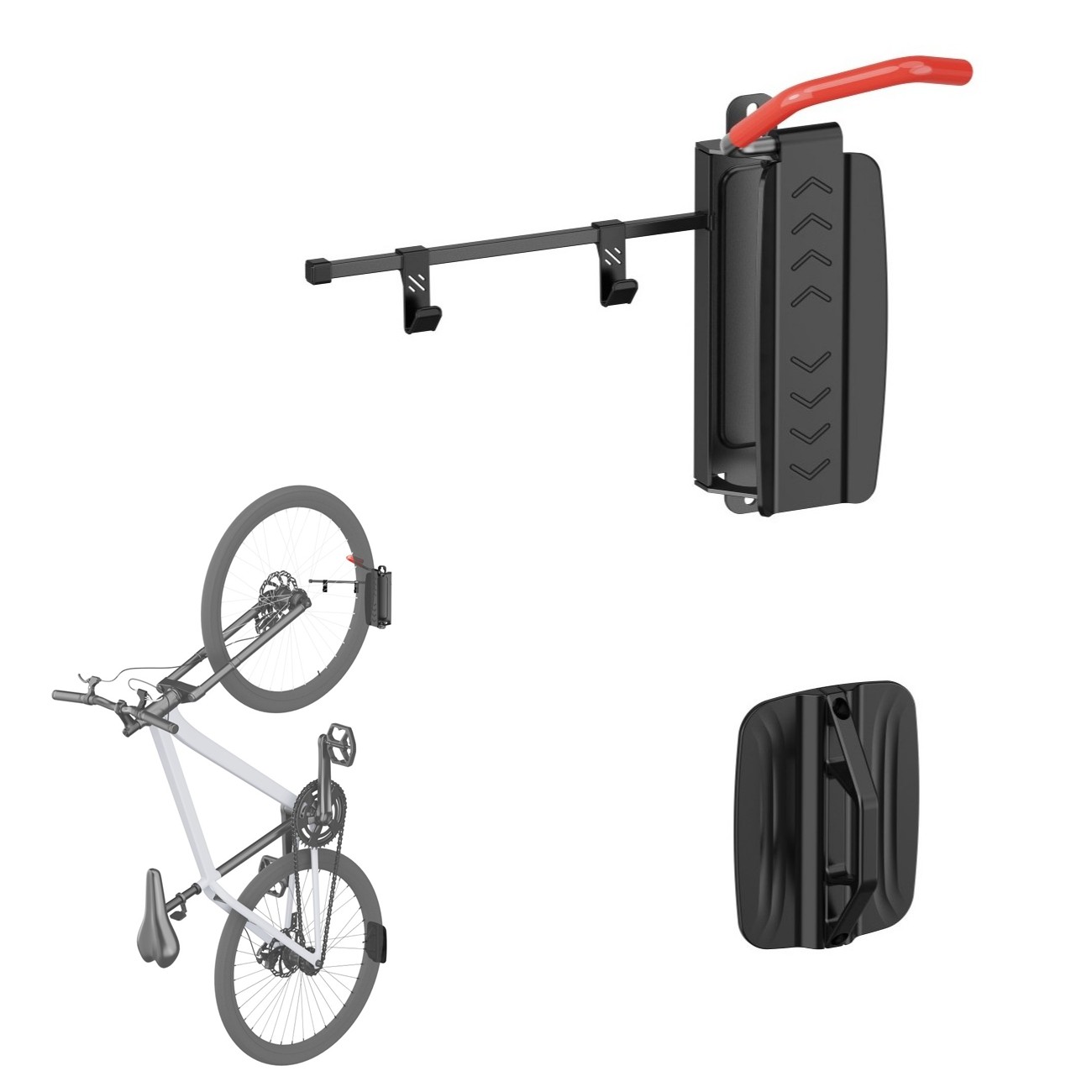 ARLI Fahrrad Wandhalterung mit Aufbewahrungshaken Wandhalter für Fahrrad & E-Bike klappbar schwenkbar mit Rahmenschutz