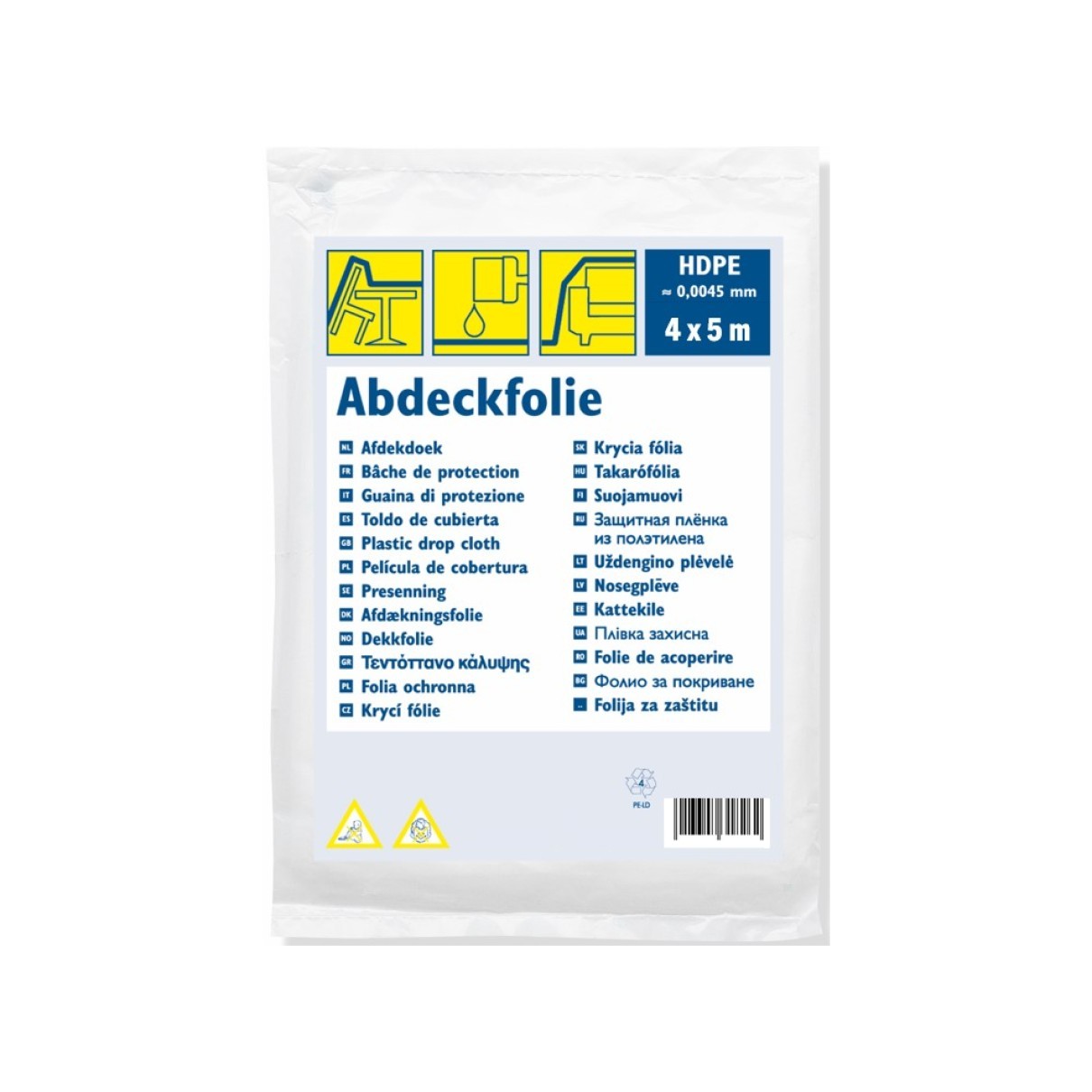 Abdeckfolie 4 x 5 m HDPE transparent 20 m² Schutzfolie Baufolie Malerfolie zum Abdecken von Möbeln Böden und Geräten bei Renovierung und Malerarbeiten