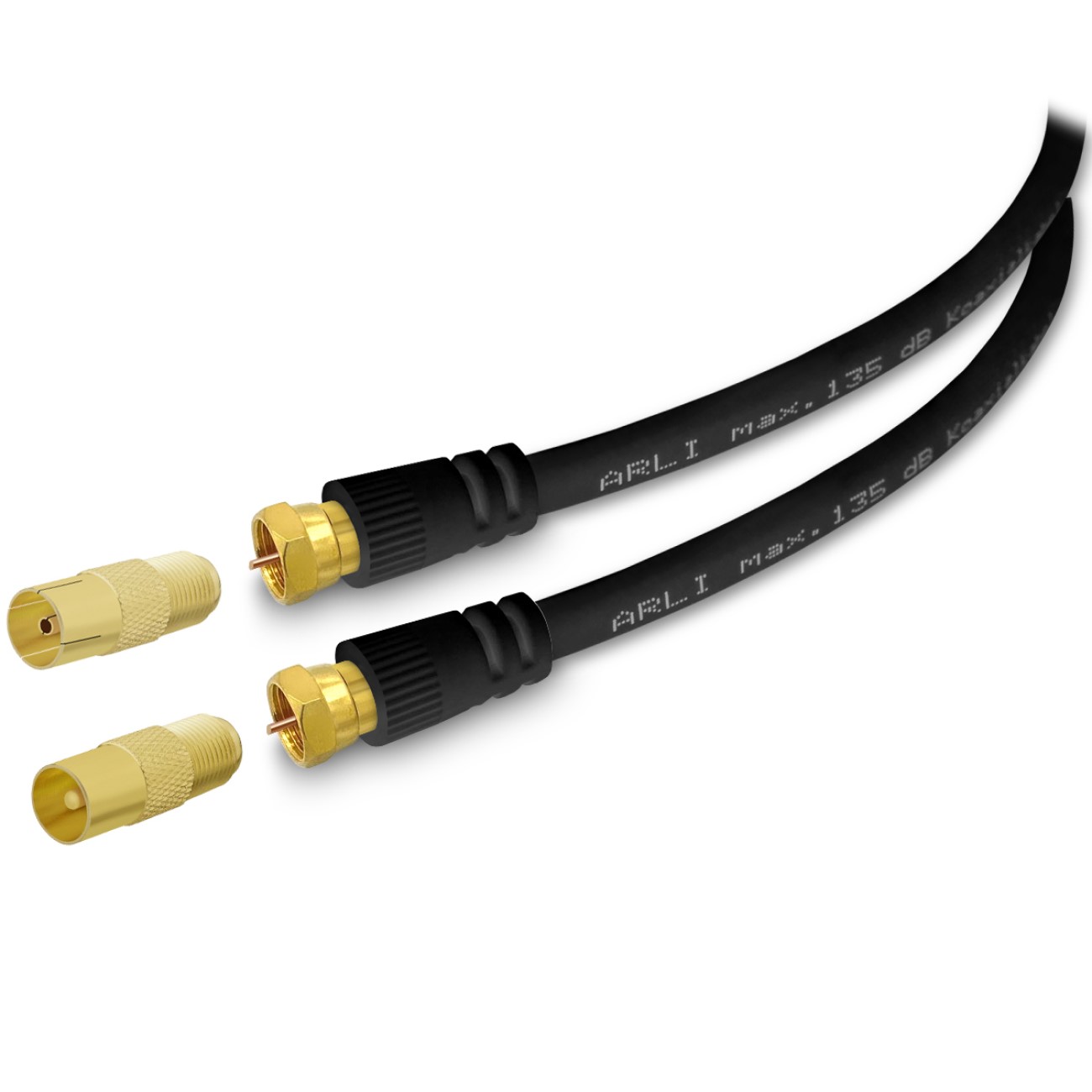 ARLI TV Antennenkabel schwarz vergoldet max. 135 dB