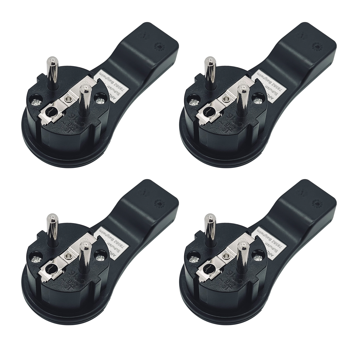 arli steckdosenadapter stecker aufputzsteckdose 4 x 4x schuko stecker flach flachstecker eurostecker netzstecker stromstecker strom gewinkelt winkel 3 x 1,5 mm kabel stromkabel 16a 250v schraubbar klapp grif extraflach schutzkontakt