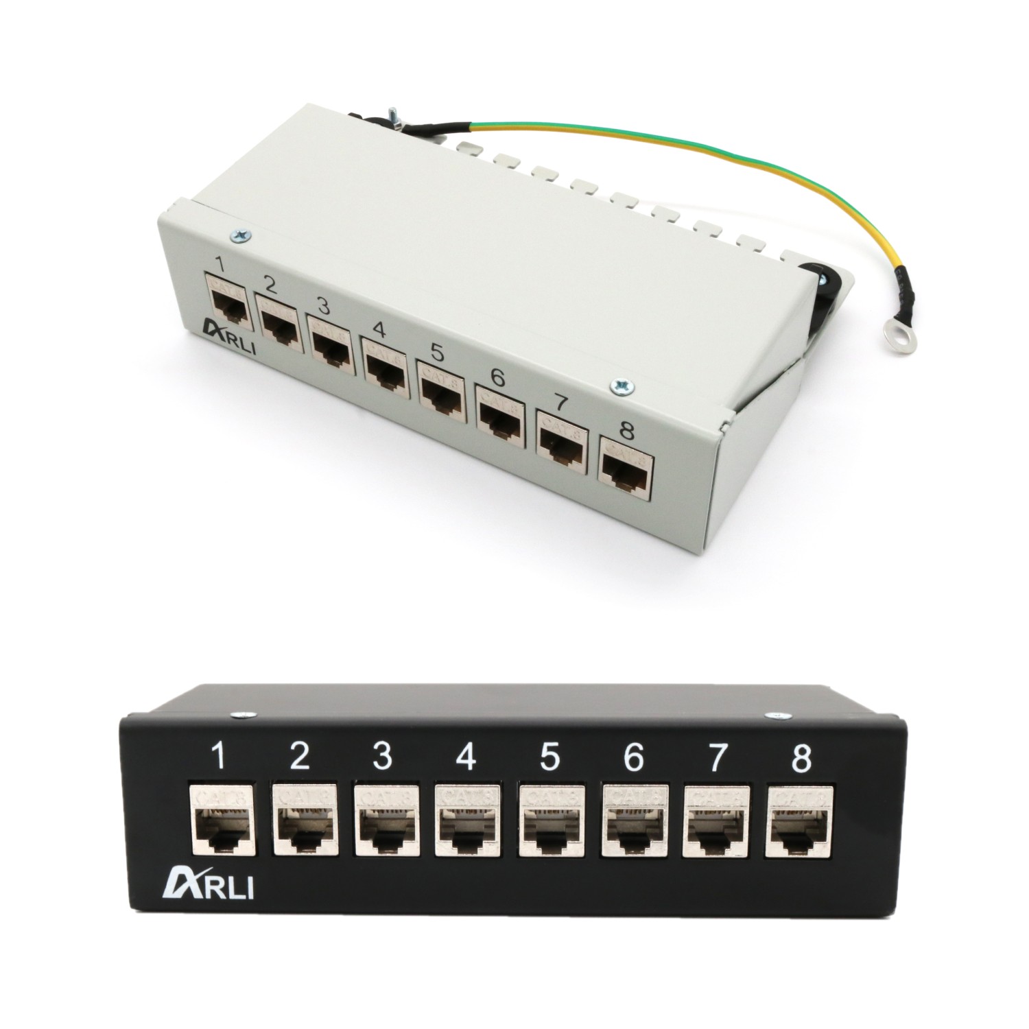 ARLI Patchpanel inkl. 8x Keystone Cat8.1 Module – 8-Port Patchfeld Gehäuse ARLI Patchpanel inkl. 8x Keystone Cat8.1 Module – 8-Port Patchfeld Gehäuse