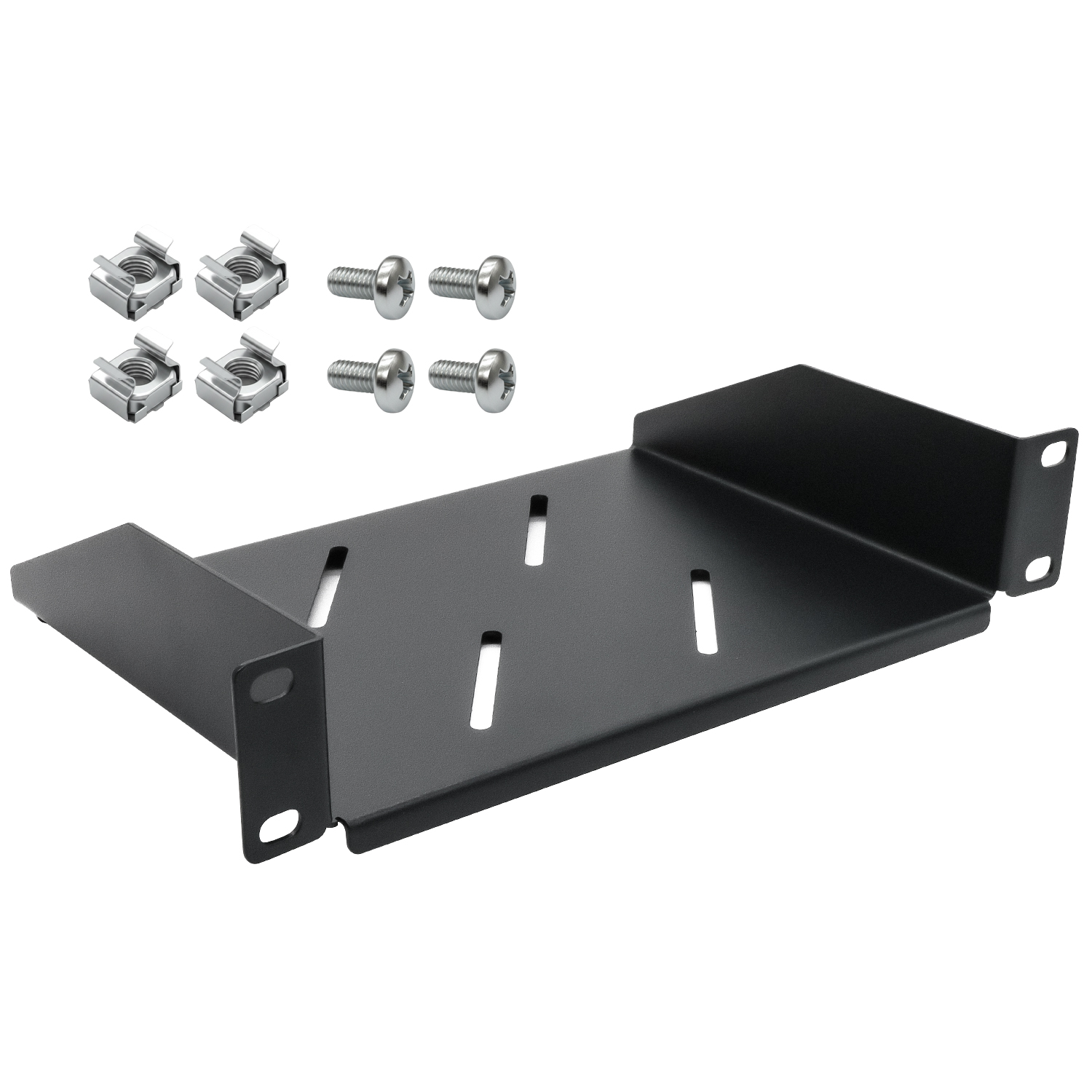 10 Zoll Fachboden 1HE schwarz mit Lüftungsschlitzen Ablage 1U für Netzwerkschrank Serverschrank 10" Rack