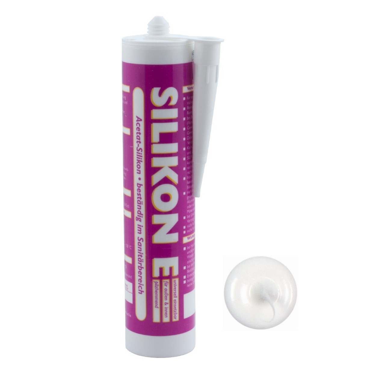 Silikon 310ml weiß Universal Sanitär Bad Dusche Küche Fuge Fenster innen außen