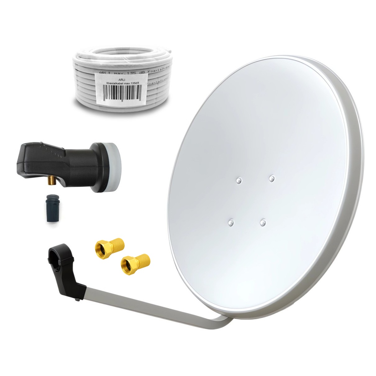 Satspiegel-weiss-single-Kabel SAT Anlage Digital 80cm 60cm Single Twin Quad Octo LNB Teilnehmer komplettanlage komplett Schüssel Antenne Spiegel Kabel F Stecker Camping Koaxialkabel Set Wandalter 4K grau weiss Full HD Satfinder vergoldet russisch türkisch astra hotbird türksat
