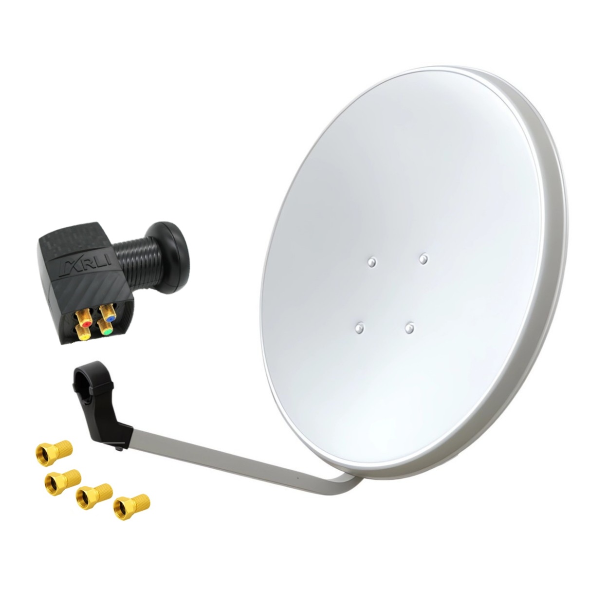 Satspiegel-weiss-quad SAT Anlage Digital 80cm 60cm Single Twin Quad Octo LNB Teilnehmer komplettanlage komplett Schüssel Antenne Spiegel Kabel F Stecker Camping Koaxialkabel Set Wandalter 4K grau weiss Full HD Satfinder vergoldet russisch türkisch astra hotbird türksat