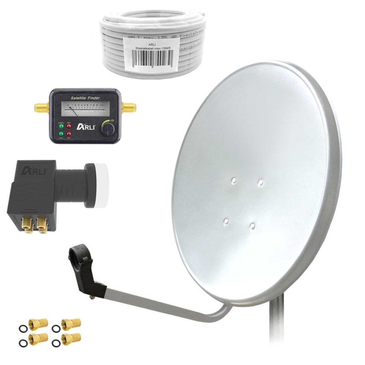 SAT Anlage Digital 80cm 60cm Single Twin Quad Octo LNB Teilnehmer komplettanlage komplett Schüssel Antenne Spiegel Kabel F Stecker Camping Koaxialkabel Set Wandalter 4K grau weiss Full HD Satfinder vergoldet russisch türkisch astra hotbird türksat 