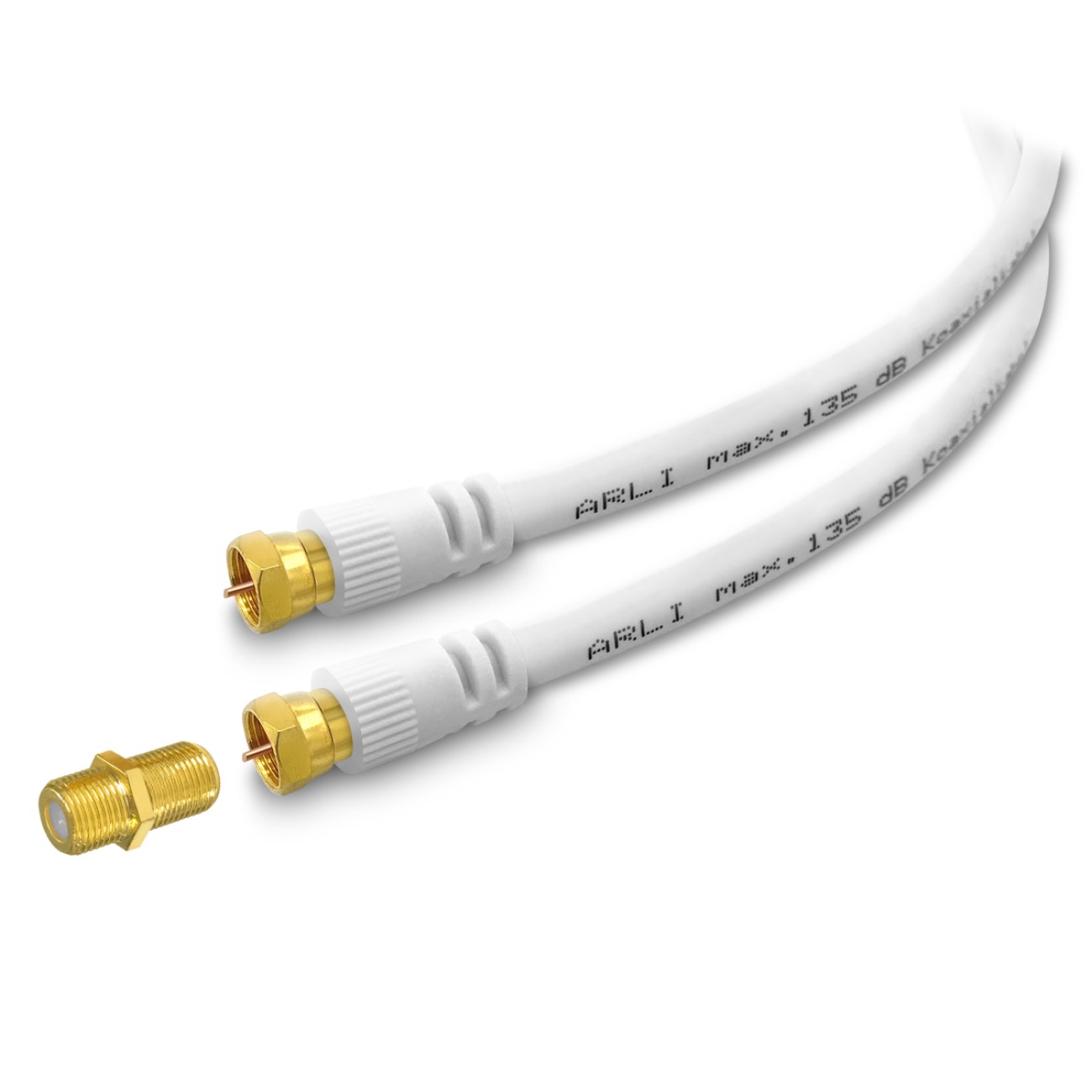 ARLI HD Sat Verlängerungskabel weiss vergoldet max. 135 dB