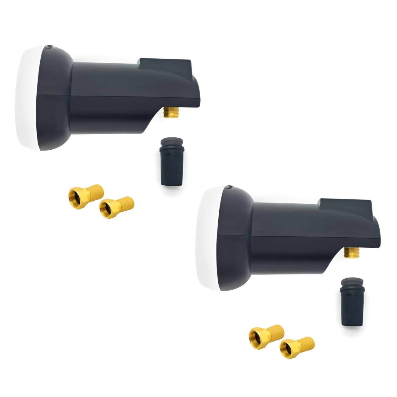 2x ARLI Single LNB 0.1dB + 4x F-Stecker Single lnb Twin Quad Quattro lmb digitaler kopf für satellitenschüssel receiver diseqc satellitenschüssel sat antenne gold Feed Feedhalter KU-Band ku Band Astra Hotbird Türksat Camping Anschluss Kabel 135dB Sat-Ante