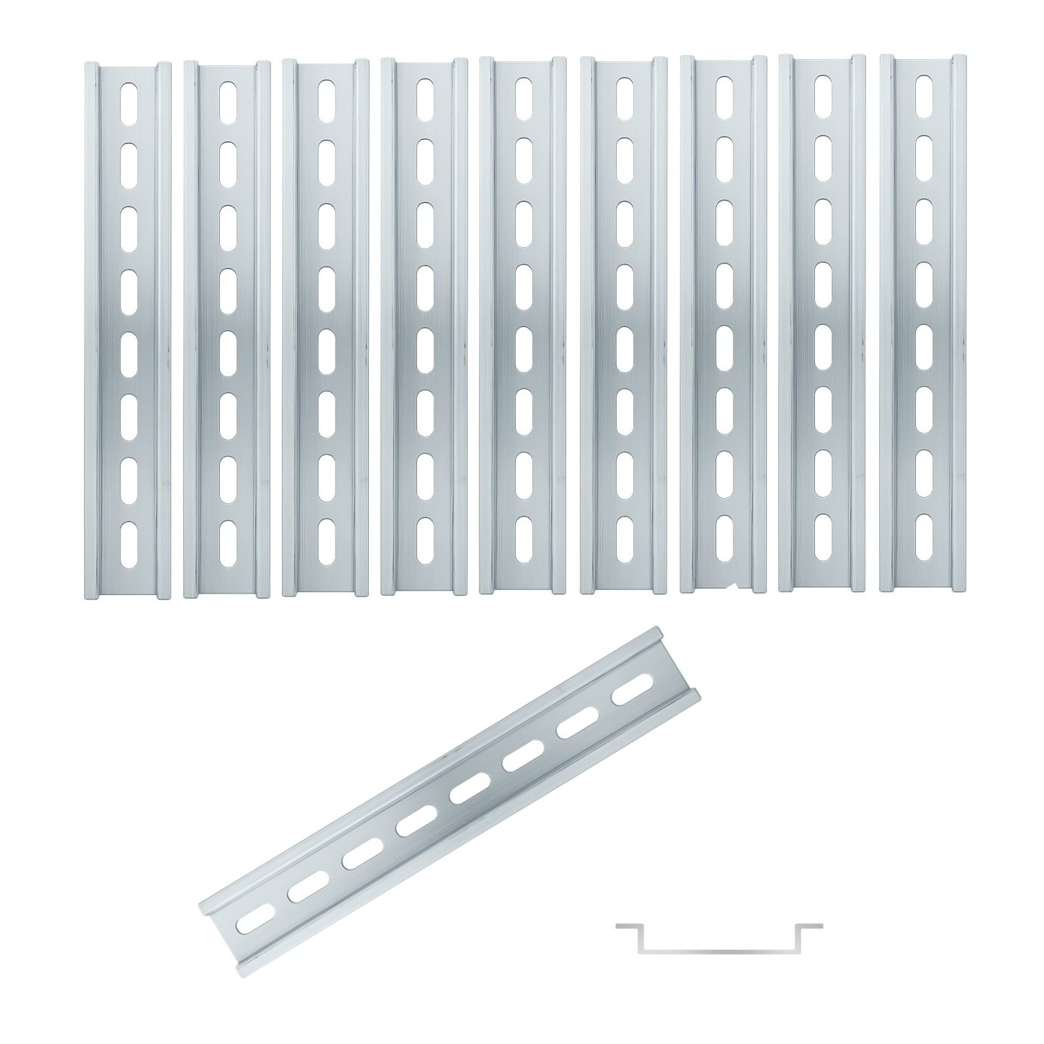 ARLI 10x Hutschiene 35 x 7 x 200mm gelocht Stahl verzinkt Tragschiene für Verteilerkasten Schaltschrank