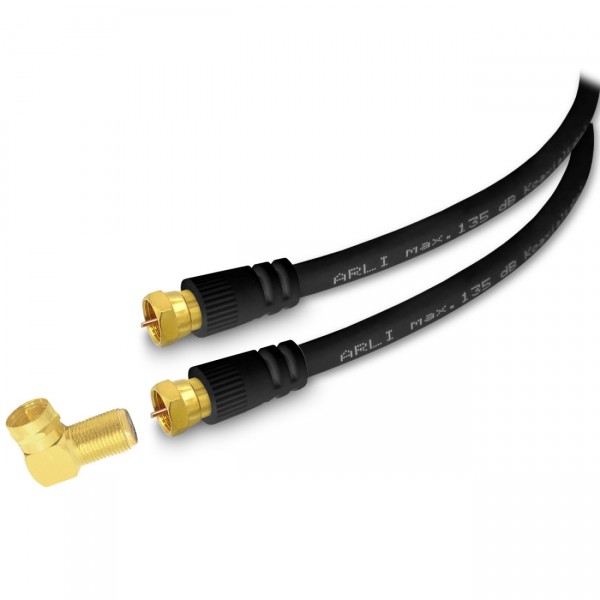 1m ARLI HD Winkel Anschlusskabel schwarz vergoldet max. 135 dB