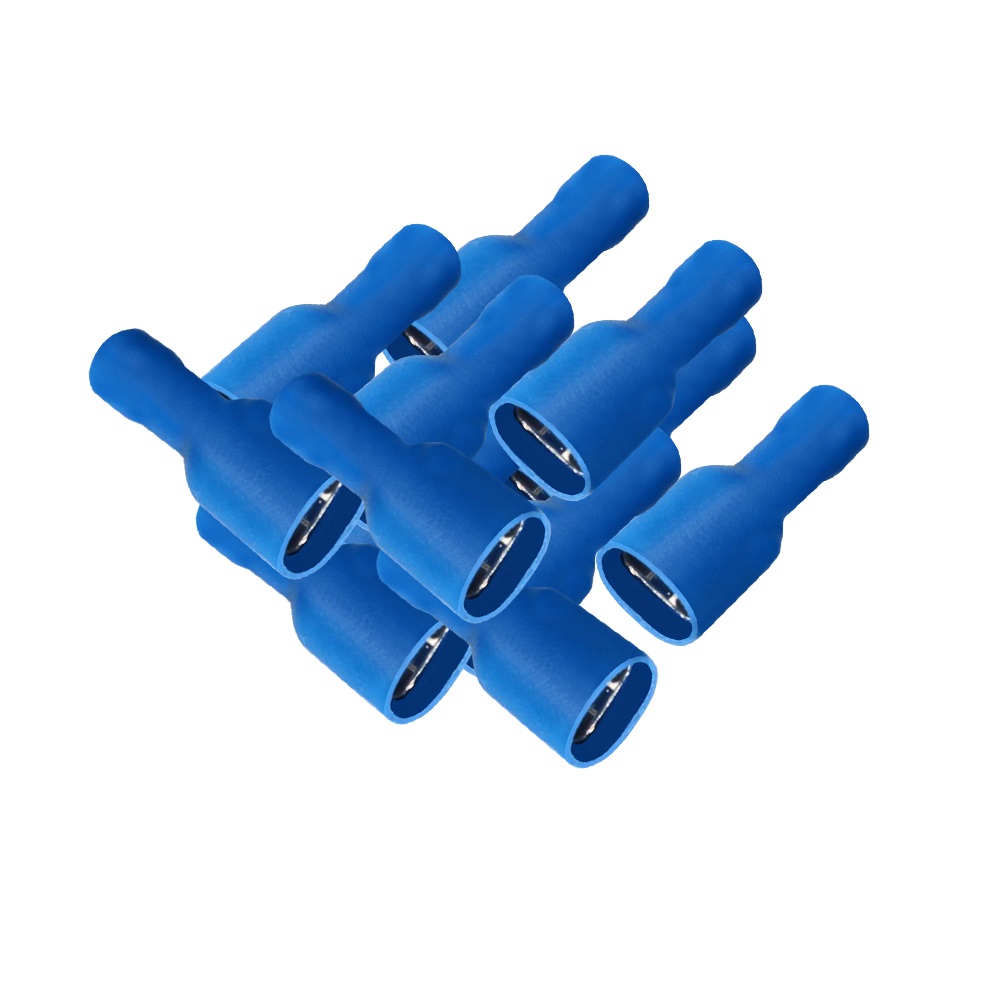 Flachstecker vollisoliert 1,5-2,5 100x Kabelschuhe blau 6,3 Flachsteckhülsen 