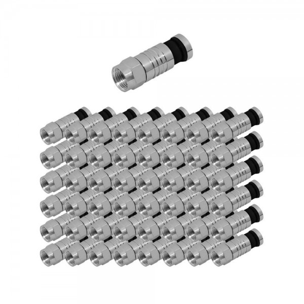 100 x Sat F-Kompressionsstecker 7-7,5 mm Kompressionszange wasserdicht Sat
