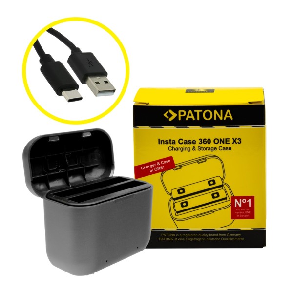 Dual Ladebox für Insta 360 ONE X3 CINAQBT/A inkl. USB-C Kabel