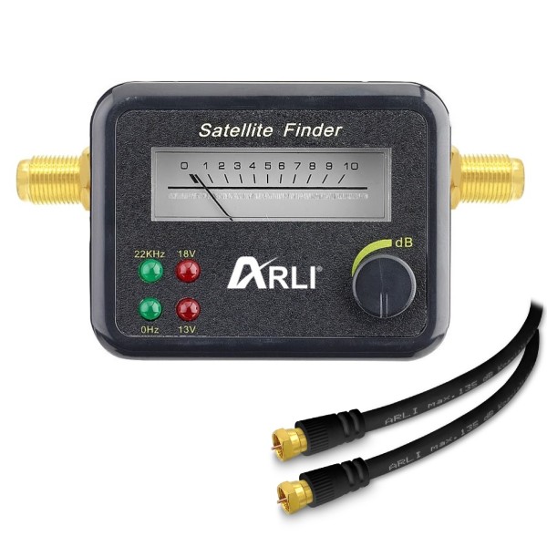ARLI Satfinder + 1m Anschlusskabel schwarz vergoldet