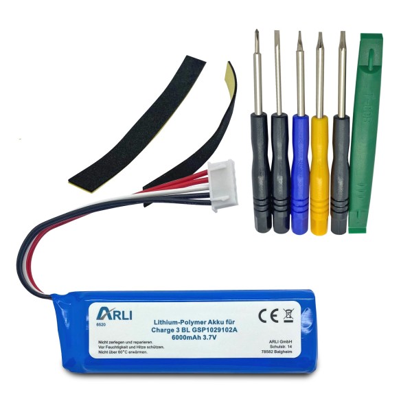 Akku passend für JBL Charge 3 BL GSP1029102A Batterie Li-Polymer 6000 mAh 3,7 V
