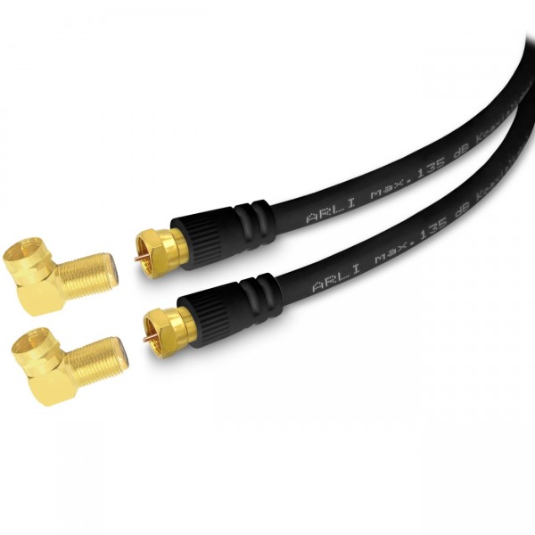 2m ARLI HD Doppel-Winkel-Anschlusskabel schwarz vergoldet max. 135 dB